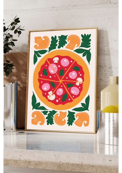Pizza Dekoratif Poster - Ahşap Çerçeveli - Mutfak Dekorasyonu fiyatları