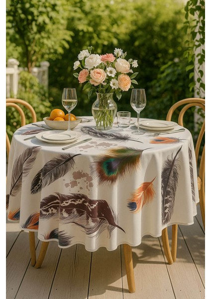 Yuvarlak Tüy Desenli Duck Kumaş Masa Örtüsü 150X150 cm modelleri