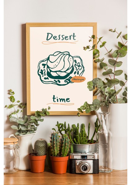 Dessert Time Tasarım Poster - Mutfak Tabloları - Ahşap Çerçeveli