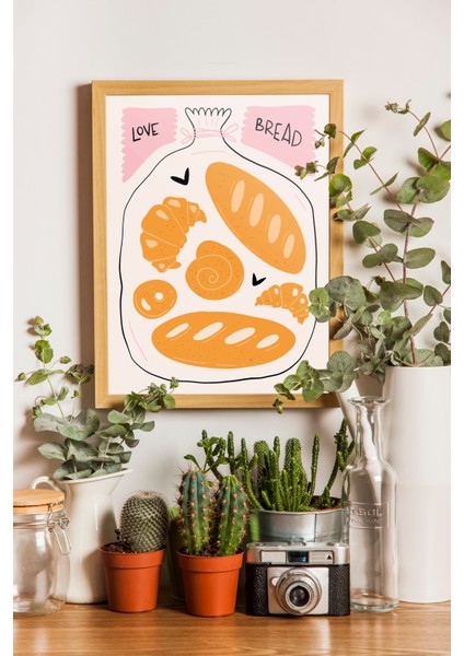Ekmek Dekoratif Poster - Ahşap Çerçeveli - Mutfak Dekorasyonu