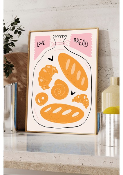 Ekmek Dekoratif Poster - Ahşap Çerçeveli - Mutfak Dekorasyonu fiyatları