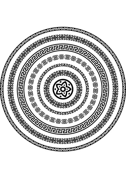 Yuvarlak Geometrik Siyah Desenli Duck Kumaş Masa Örtüsü 150X150 cm fırsatları