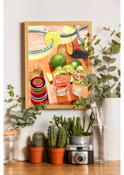Tekila Poster - Mutfak Dekorasyon - Bar Dekorasyon - Ahşap Çerçeveli