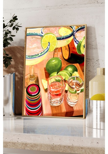 Tekila Poster - Mutfak Dekorasyon - Bar Dekorasyon - Ahşap Çerçeveli fiyatları