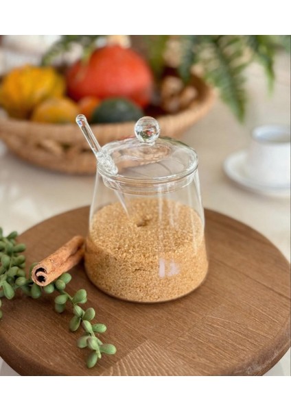 Cam Kaşıklı Kapaklı Şekerlik 450ML