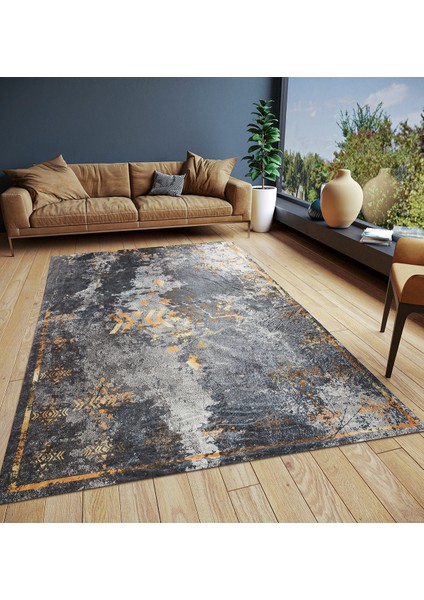 Kadife Dokulu, Lastikli, Sünger Apreli, Kaymaz Taban, Yıkanabilir Modern Desenlerde Halı Örtüsü - 9 M2