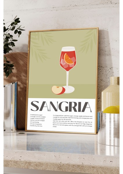 Sangrıa Kokteyl Posteri - Bar ve Mutfak Posteri - Ahşap Çerçevlei fiyatları