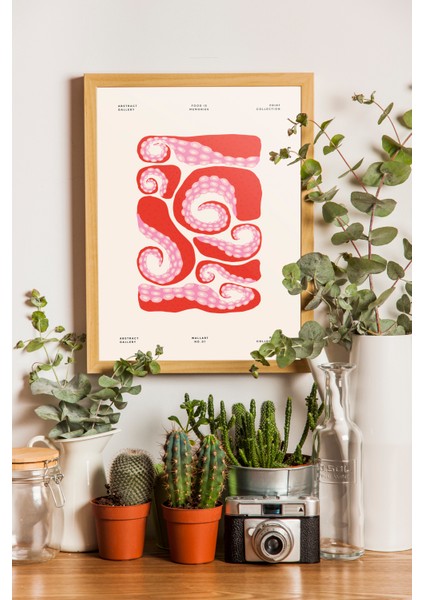 Ahtapot Poster - Mutfak Dekorasyon Poster ve Tablo - Ahşap Çerçeveli