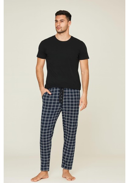 Erkek Desenli Cepli % 100 Pamuk Tek Alt Lacivert