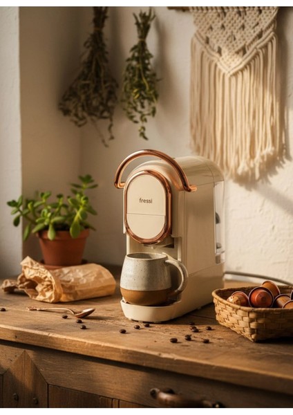 Espresso & Cappuccino Makinesi Kapsül Kahve Makinesi Krem EM-542 Belezza