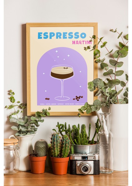Espresso Martini Kokteyl Tablo ve Posteri - Ahşap Çerçeveli