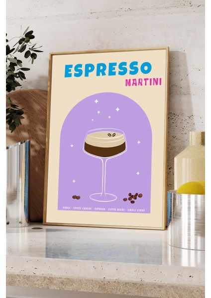 Espresso Martini Kokteyl Tablo ve Posteri - Ahşap Çerçeveli fiyatları