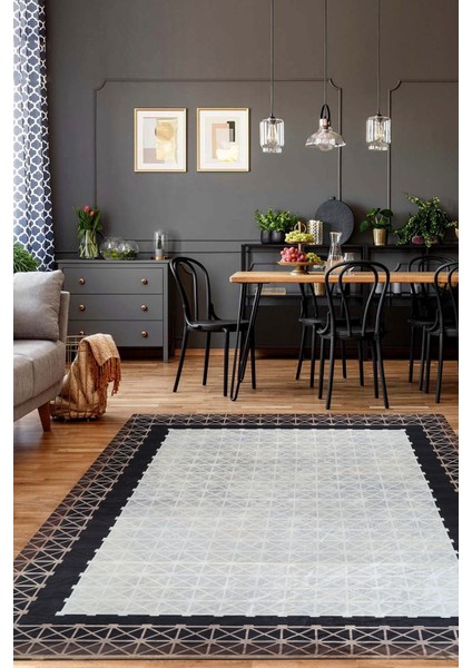 Kadife Dokulu, Lastikli, Sünger Apreli, Kaymaz Taban, Yıkanabilir Modern Desenlerde Halı Örtüsü - 9 M2