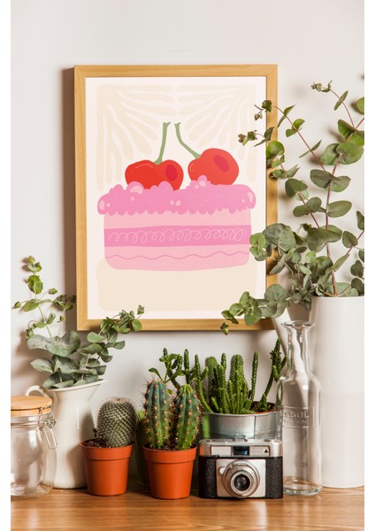 Pasta Dilimi Dekoratif Poster - Ahşap Çerçeveli