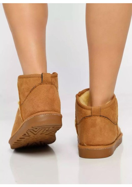 Kadın Süet Içi Kürklü Alçak Taban Bilekte Kısa Kadın Bot&bootie Taba 21--40 fiyatları