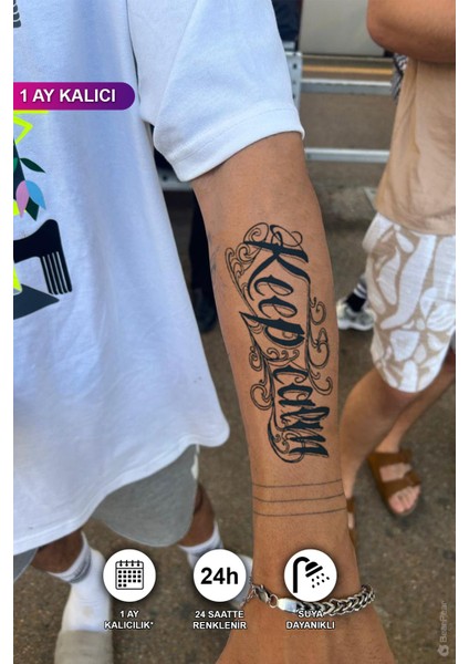 1 Ay Kalıcı Keep Calm Yazılı Geçici Dövme Tattoo