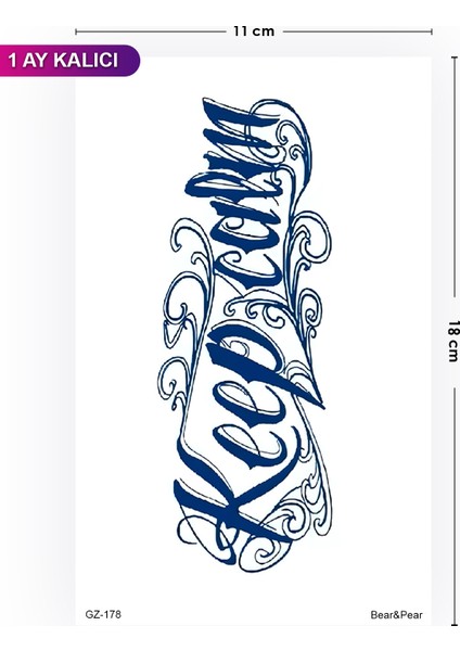 1 Ay Kalıcı Keep Calm Yazılı Geçici Dövme Tattoo fiyatları