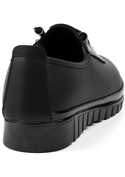 Kadın Siyah Rugan Detaylı Ortopedik Anne Ayakkabısı - Rahat Kaymaz Taban, Bağcıklı Günlük Yürüyüş Ayakkabısı indirimleri