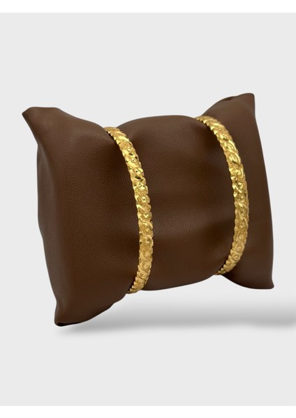 Çelik 22 Ayar Altın Kaplama Desenli Kalın Ajda Bilezik - 2 Adet modelleri