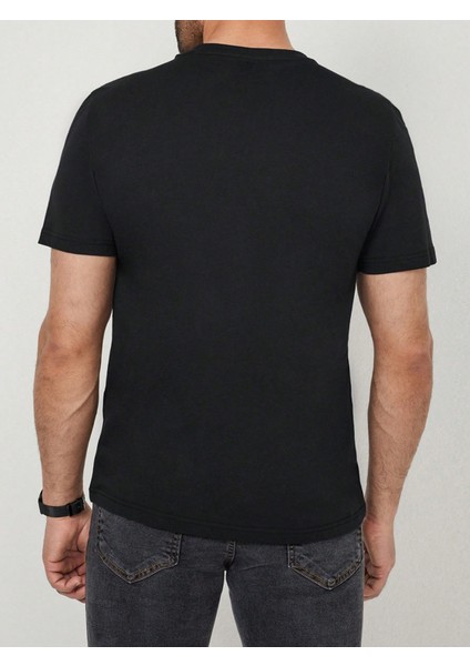 %100 Pamuk Siyah Don't Wait Ayıcık Baskılı Bisiklet Yaka Tişört indirimleri