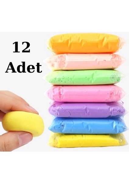 Zıplayan Kil Oyun Hamuru Karışık Renkli (12 Adet 73 gr ) Air Dry Clay Hava ile Kuruyan Modelleme Kili