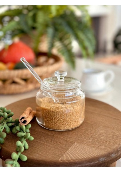 Cam Kaşıklı Kapaklı Şekerlik