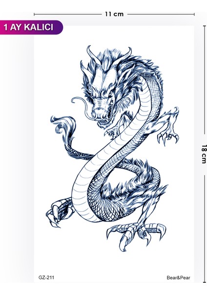 1 Ay Kalıcı Ejderha Tattoo Kol Omuz Dövmesi fiyatları