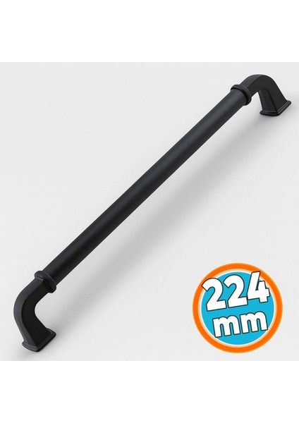 Mobilya Çekmece Mutfak Dolabı Dolap Kapak Kulp Kulb Kulpu Metal Mat Siyah Kulp 224 mm 22.4 cm