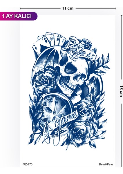 1 Ay Kalıcı Kurukafa ve Iskambil Dövmesi Tattoo fiyatları