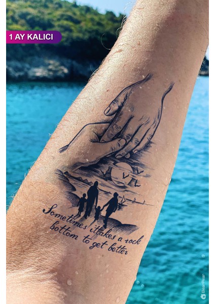 1 Ay Kalıcı Yazılı Dövme Aile Tattoo Geçici Dövme