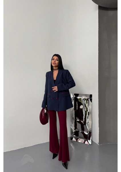 Tasarım Ceket Kaplama Düğmeli - Lacivert