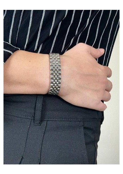 Kalın Silver Erkek Paslanmaz Çelik Bileklik Kadın Kararmaz Unısex Renk Atmaz Kombinlenebilir Kalite fiyatları