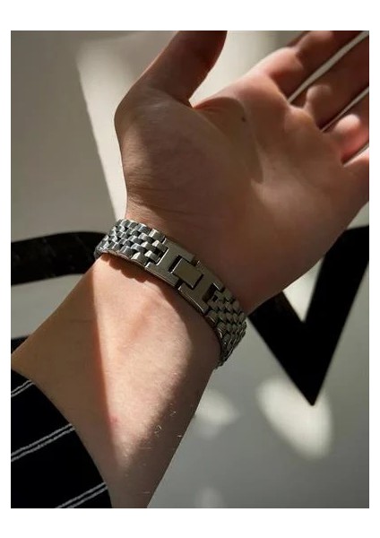 Kalın Silver Erkek Paslanmaz Çelik Bileklik Kadın Kararmaz Unısex Renk Atmaz Kombinlenebilir Kalite fırsatları