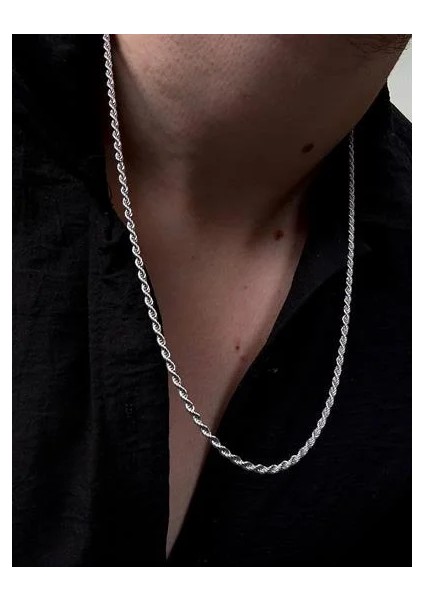 Silver Erkek Burgu Zincir Bileklik ve Kolye Paslanmaz Çelik Renk Atmaz Unısex Kararmaz Set Ikili fırsatları