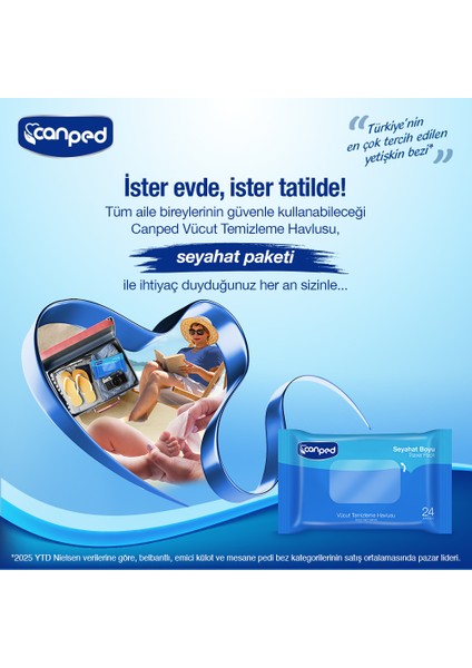 Vücut Temizleme Havlusu Seyahat Paket 24’lü x 6 Adet fiyatları