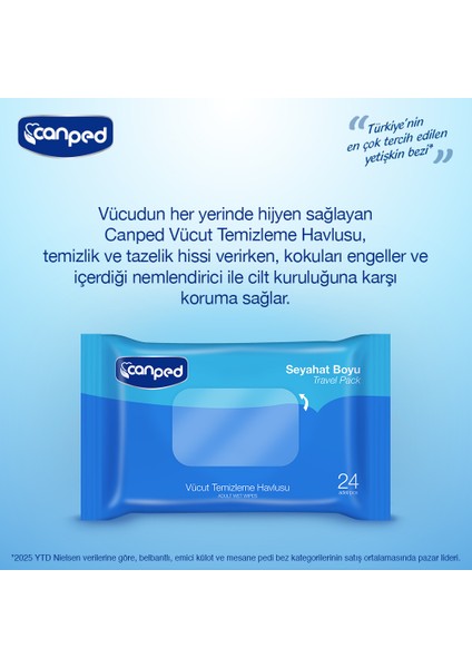 Vücut Temizleme Havlusu Seyahat Paket 24’lü x 6 Adet modelleri