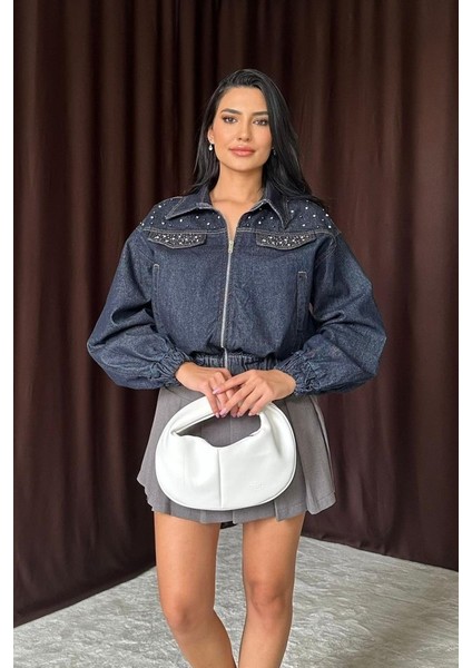 Mavi Taşlı Kısa Kot Ceket fiyatları