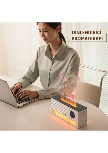 Saat ve Alarm Göstergeli Taşlı Tasarım Aromaterapi Difüzörü | Hava Nemlendirici, Uçucu Yağ Aroma Yayıcı, LED Işıklı Dekoratif Buhar Makinesi – Sessiz Çalışma, Aromaterapi & Nemlendirme modelleri