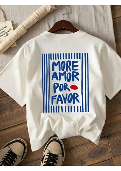 Yaza Özel Mevsimlik Baskılı Bisiklet Yaka Pamuklu Beyaz Kadın/erkek Unisex Oversize Tshirt fiyatları
