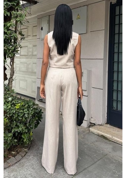 Yeleği Çapraz Detay Düğmeli Cepli Yelekli Takım 10150 fırsatları