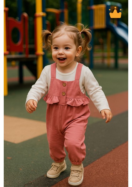 Bayramlık Kız Bebek Çocuk Salopet Badi Takım 2338