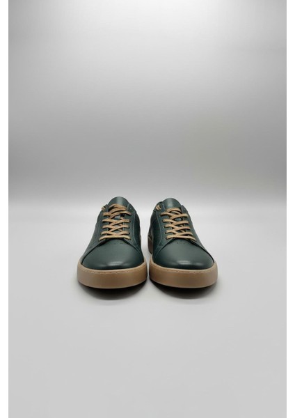 Erkek Deri Sneaker Ayakkabı Haki