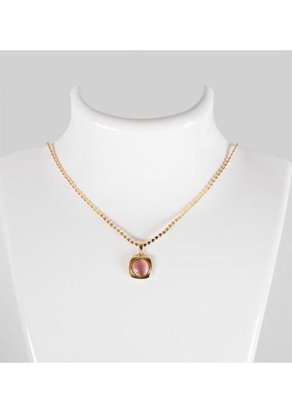 Pembe Oval Taşlı Kadın Kolye, Ayarlanabilir Zincir Uzunluğu, Zincir ile Birlikte Gönderilir Ve 3 Zincir Seçeneği fiyatları