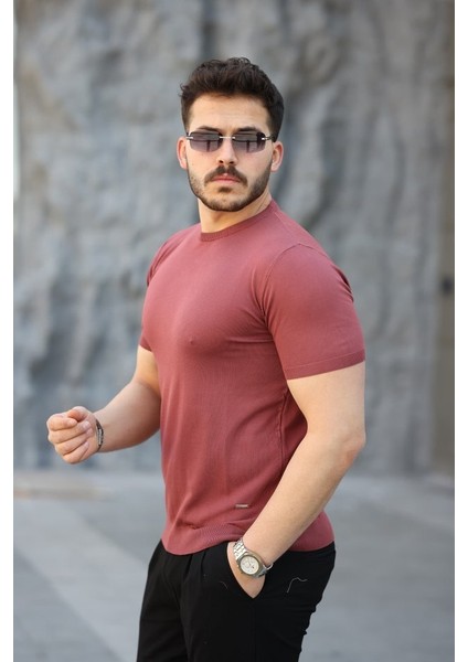 Erkek Viskon Kumaş Bisiklet Yaka Basic Tişört fiyatları