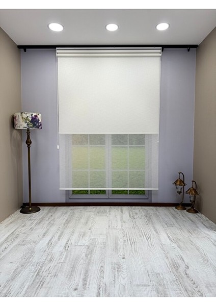 Çift Mekanizmalı Beyaz Keten Tül ve Beyaz Mat Stor Perde fiyatları