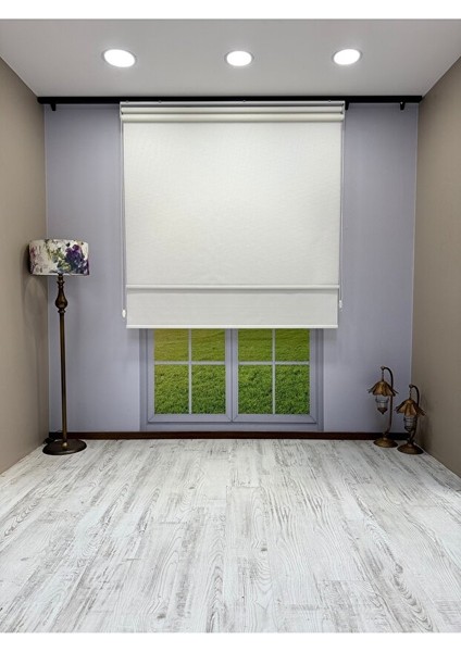 Çift Mekanizmalı Beyaz Keten Tül ve Beyaz Mat Stor Perde modelleri