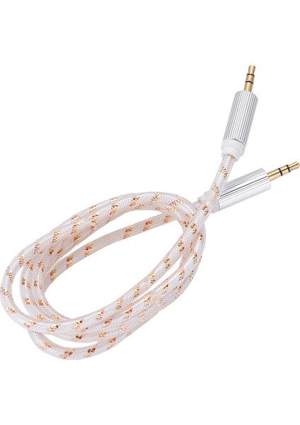 3.5mm Erkek-Erkek Stereo 1 Metre Kutulu Altın Örgülü Aux Kablo, Jack Ses Kablosu, Yüksek Kaliteli Ses Iletimi