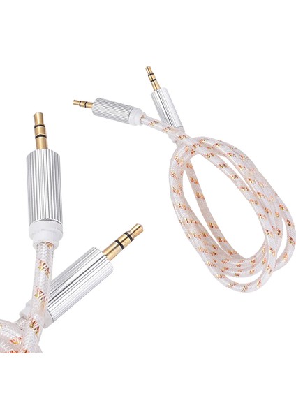 3.5mm Erkek-Erkek Stereo 1 Metre Kutulu Altın Örgülü Aux Kablo, Jack Ses Kablosu, Yüksek Kaliteli Ses Iletimi fiyatları