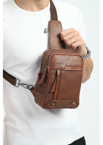 Erkek Siyah Çok Bölmeli Günlük Çapraz Askılı Omuz Çantası