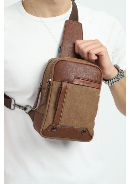 Erkek Siyah Çok Bölmeli Günlük Çapraz Askılı Omuz Çantası